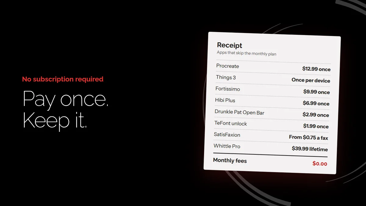 Receipt listing apps you can buy once, with monthly fees of zero