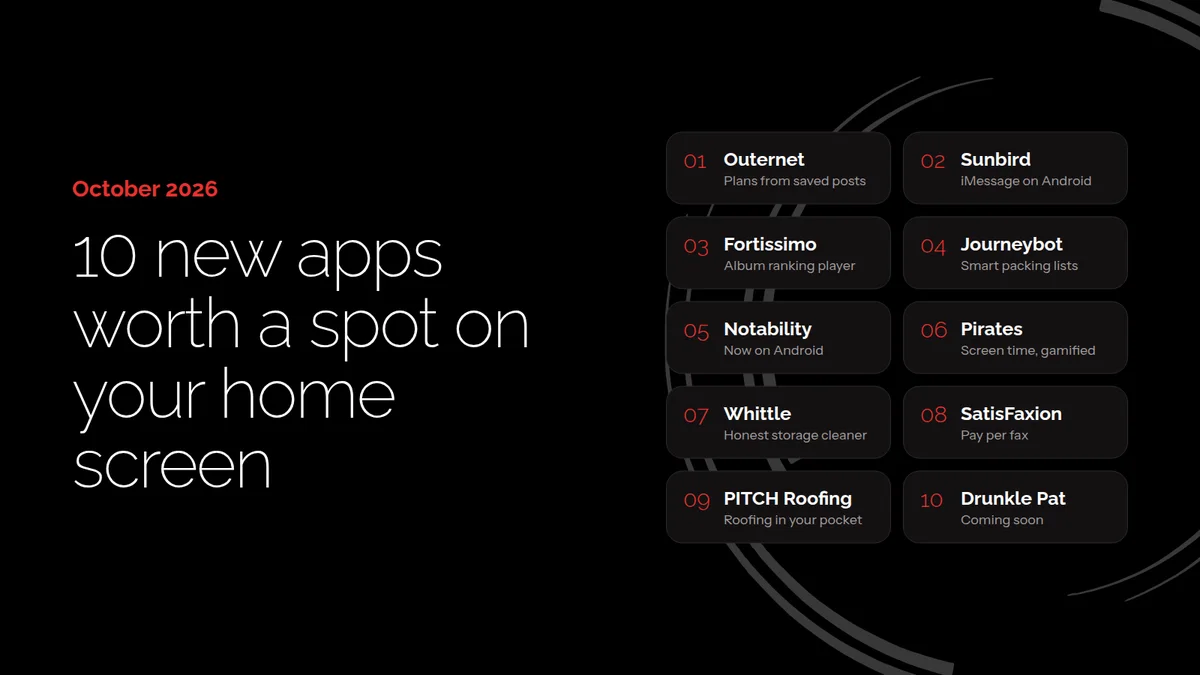 List of the 10 best new apps for October 2026
