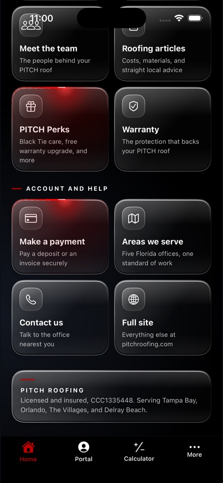 PITCH Roofing app screen 3