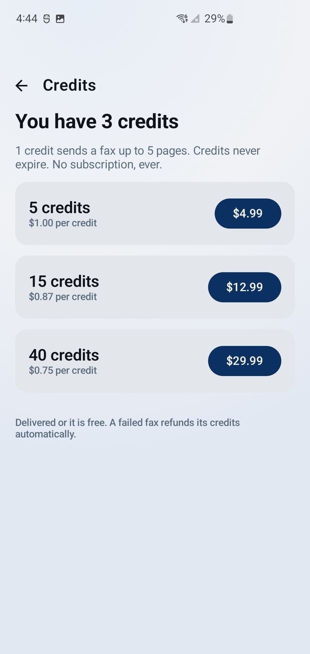 SatisFaxion fax app screen 3